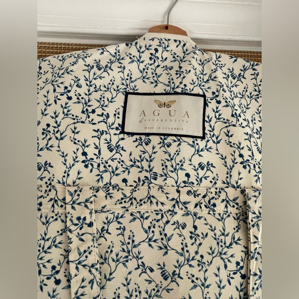 AGUA BY AGUA BENDITA Alheli Mangle Noche Dress Blue White Dress NWT LARGE L - Picture 11 of 11